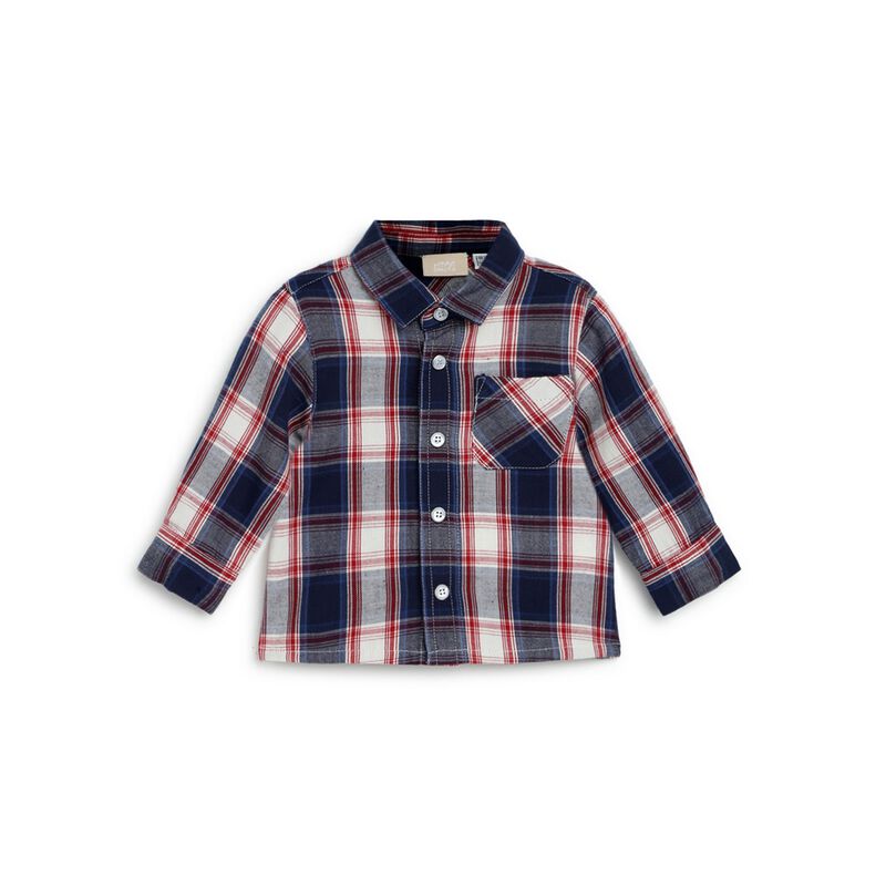 Boys Dark Blue Checkered Long Sleeve Shirt image number 0